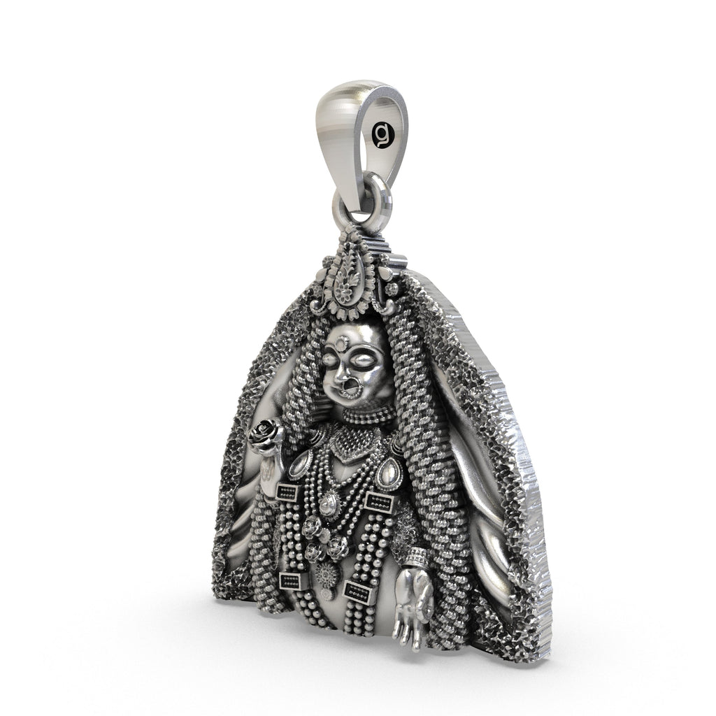 Close-up of the beautiful 925 Silver Radharani Pendant showcasing premium craftsmanship and spiritual elegance.