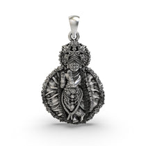 Front view of the 925 Silver Radha Vallabha Sampradaya Pendant showing intricate devotional detailing.