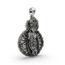 Angled profile of the 925 silver Radha Vallabha Sampradaya religious pendant ideal for daily wear.