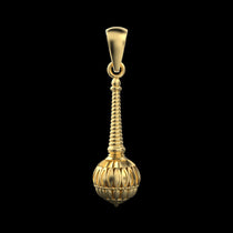 Front view of the Alankar 18K gold vermeil Gada pendant, showcasing its intricate temple jewelry design on 925 silver.