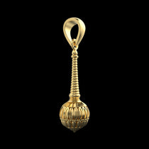 Angled side profile of the 925 silver Gada pendant, showing the depth and rich 18K gold vermeil finish and craftsmanship.