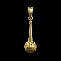The top of the gold vermeil Gada pendant, focusing on the sturdy hook for a chain, crafted from solid 925 sterling silver.