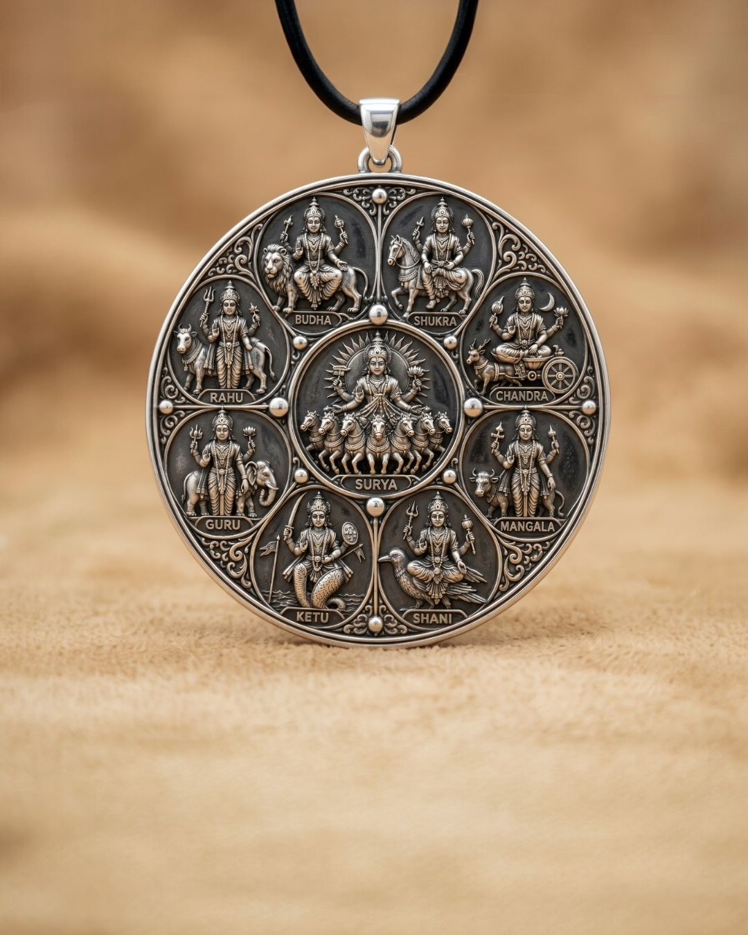 Navagraha 925 silver pendant front view Main image