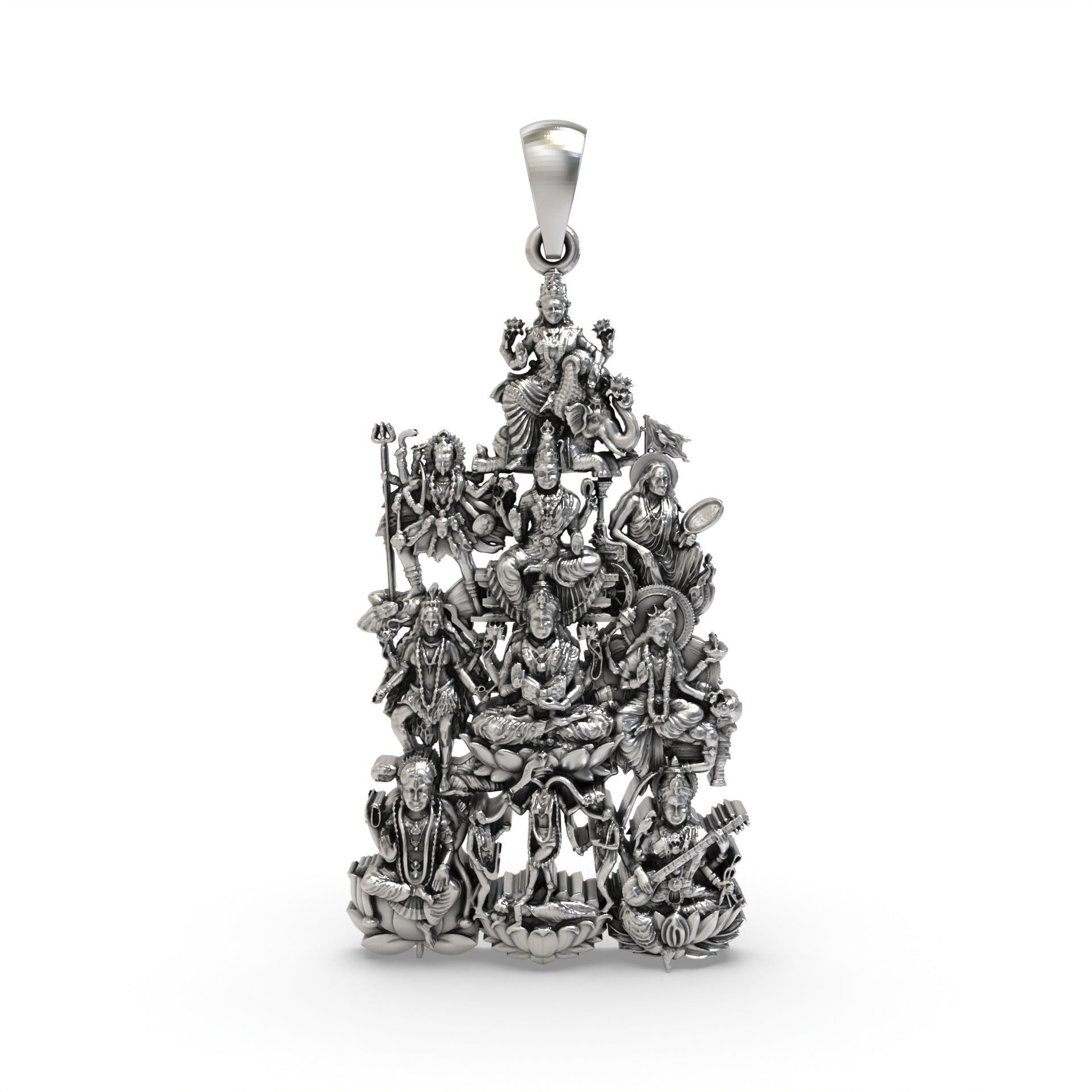 925 silver Dasmahavidya Devi pendant front view
