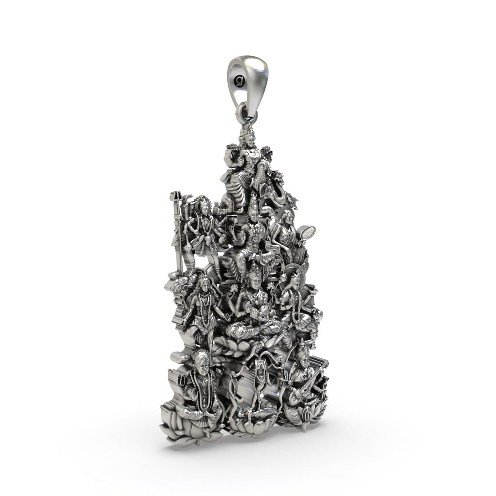 Handcrafted 925 silver Devi pendant angle