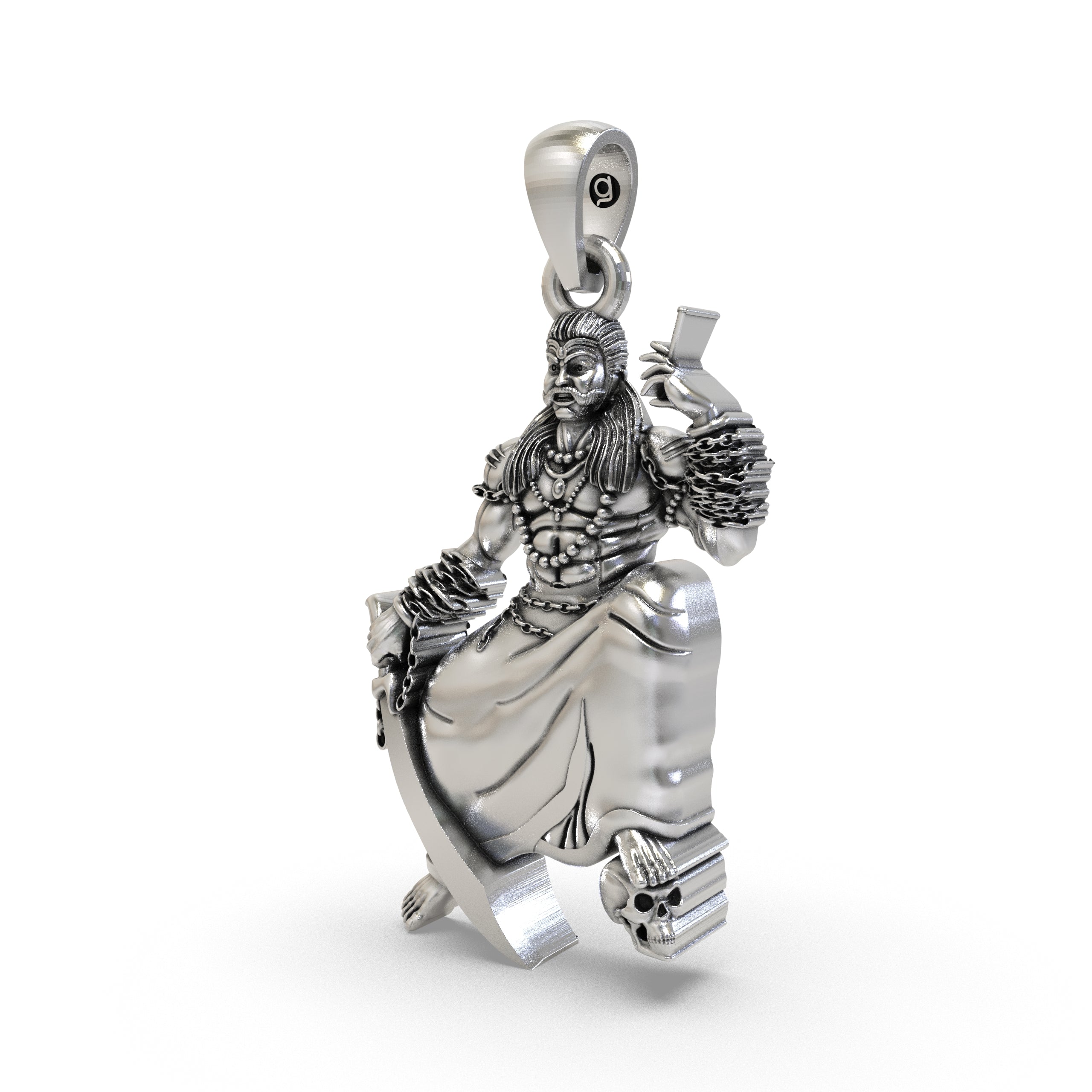925 Silver Sanggili Karuppar Pendant – South Indian Guardian Deity Amulet Secondary image