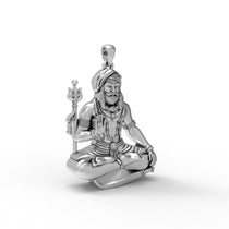 Side angle of the 40mm Jada Muniswaran Amman 925 silver pendant, showcasing its sturdy build and hollow back design.