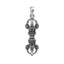 Front view of the 925 sterling silver Vajra Dorje pendant showing intricate handcrafted oxidized details.
