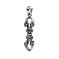 Side profile of the handcrafted Vajra Dorje pendant in 925 sterling silver revealing its 30mm height.